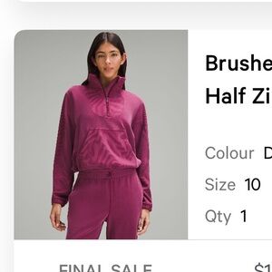 Burgundy Quarter-Zip Pullover lululemon 10